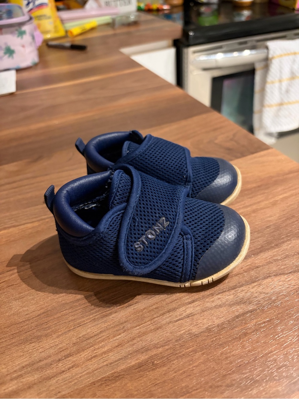 Stonz Navy Blue Breathable Mesh Velcro Kids Sneakers